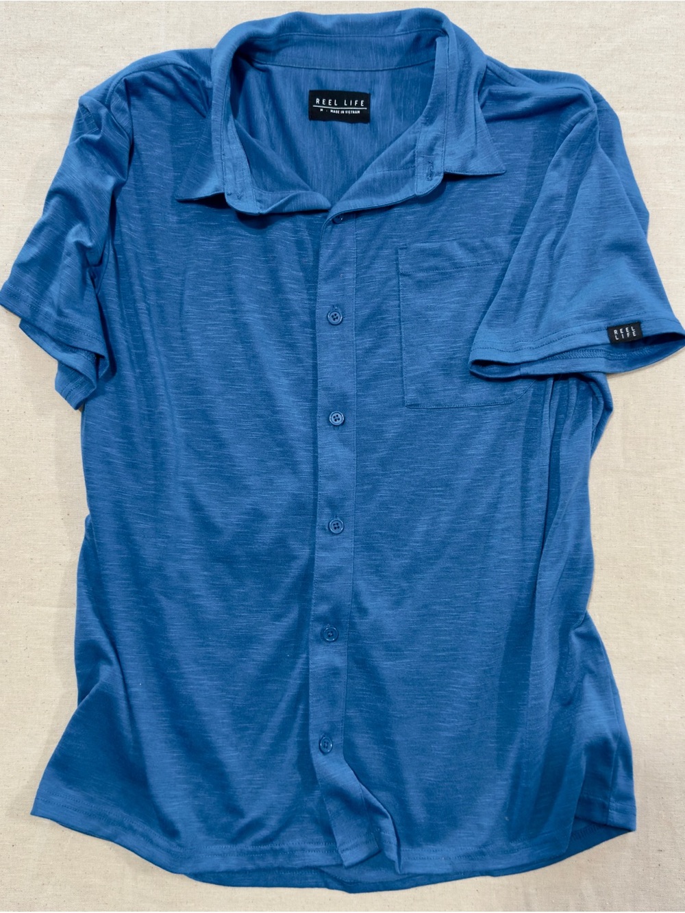 Reel Life Men's Short-Sleeve Button-Down Shirt — Slate Blue